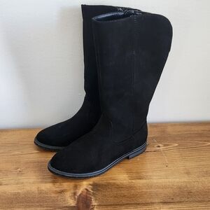 Black Suede Knee-High Boots